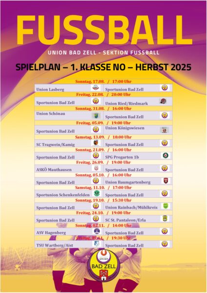 Fußball Spielplan Herbst 2025